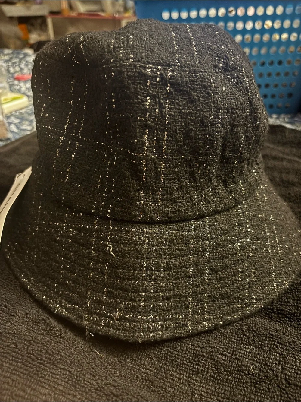 New Black Tweed Bucket Hat with CC Logo